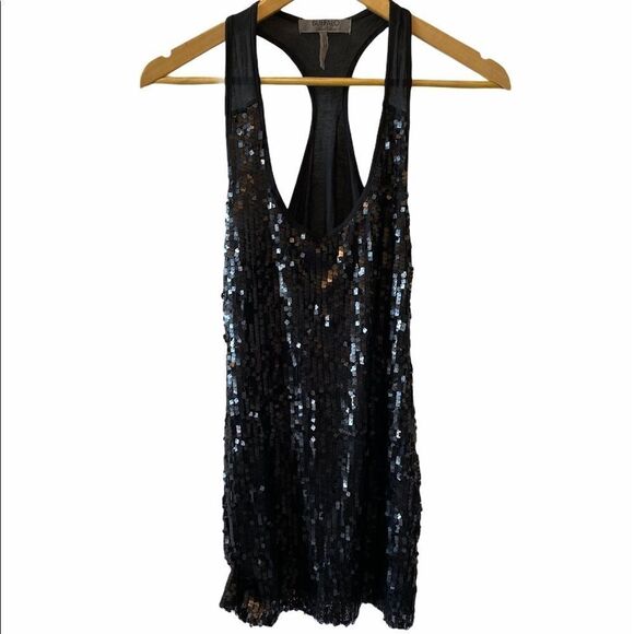 BUFFALO Black Sequin T Back Dressy Tank XS - Picture 1 of 8
